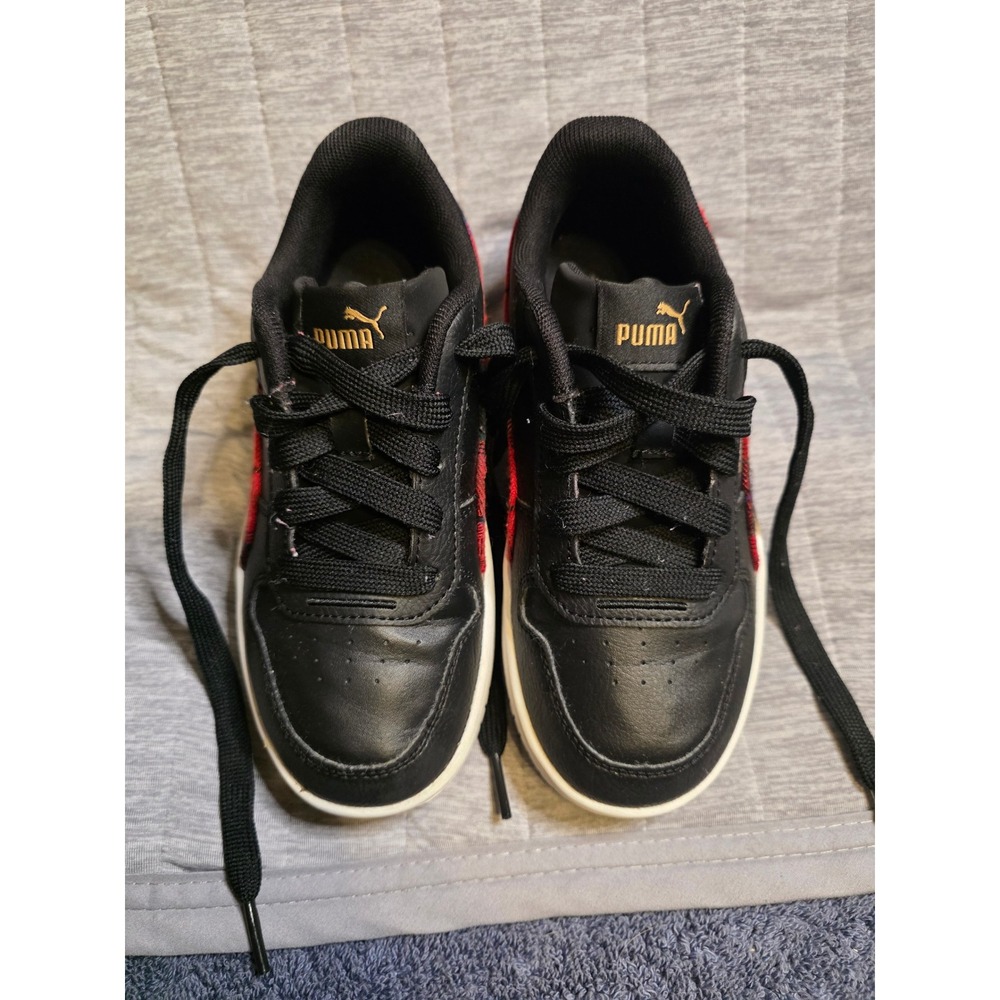 1467 Puma Caven 2.0 Block Kids Blk Red Plaid Platform Sneaker 401866-01 Sz 13.5C